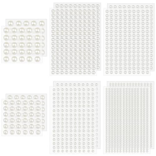 1982 Pcs Self-Adhesive Pearl Stickers - White Acrylic Pearl Gems for Crafts, Face, Hair, Makeup, Nail Art - görsel 2