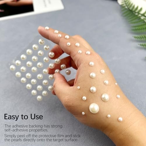 1982 Pcs Self-Adhesive Pearl Stickers - White Acrylic Pearl Gems for Crafts, Face, Hair, Makeup, Nail Art - görsel 10