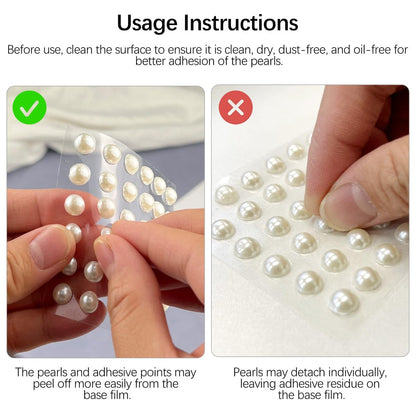 1982 Pcs Self-Adhesive Pearl Stickers - White Acrylic Pearl Gems for Crafts, Face, Hair, Makeup, Nail Art