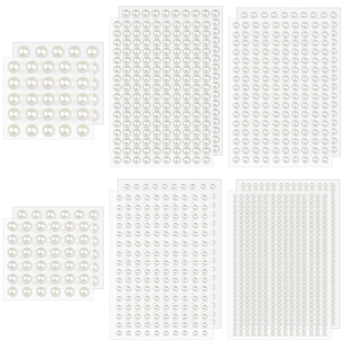 1982 Pcs Self-Adhesive Pearl Stickers - White Acrylic Pearl Gems for Crafts, Face, Hair, Makeup, Nail Art - görsel 1
