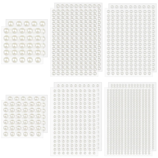 1982 Pcs Self-Adhesive Pearl Stickers - White Acrylic Pearl Gems for Crafts, Face, Hair, Makeup, Nail Art