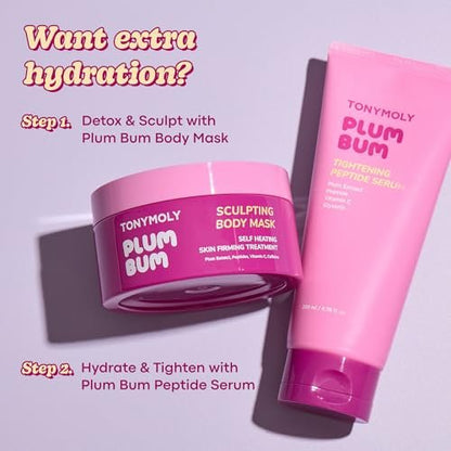 TONYMOLY Plum Bum Tightening Peptide Serum – Firming & Hydrating Body Serum with Plum Extract, Vitamin C & Glycerin, 6.76 fl oz