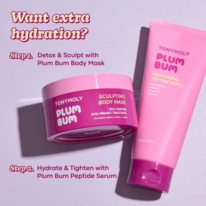 TONYMOLY Plum Bum Tightening Peptide Serum – Firming & Hydrating Body Serum with Plum Extract, Vitamin C & Glycerin, 6.76 fl oz