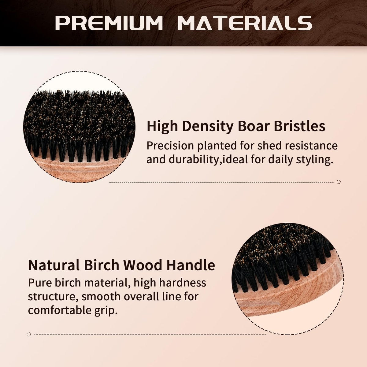 360 Curved Wave Brush for Men & Beard - Soft & Hard Palm Wave Hair Brushes, Wave Styler for Wolfing, Beech Wood & Boar Bristle Brush for Barbers & Daily Use (Coffee) - görsel 9