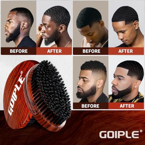 360 Curved Wave Brush for Men & Beard – Hard Palm Wave Hair Brush, Wave Styler for Wolfing, 360 Wolfin Pro Nylon Hard Bristle Brush for Barbers & Daily Use, Black Hair (Red) - görsel 14