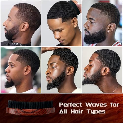360 Curved Wave Brush for Men & Beard – Hard Palm Wave Hair Brush, Wave Styler for Wolfing, 360 Wolfin Pro Nylon Hard Bristle Brush for Barbers & Daily Use, Black Hair (Red) - görsel 16