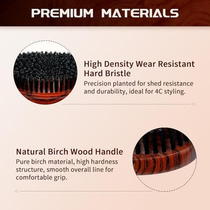 360 Curved Wave Brush for Men & Beard – Hard Palm Wave Hair Brush, Wave Styler for Wolfing, 360 Wolfin Pro Nylon Hard Bristle Brush for Barbers & Daily Use, Black Hair (Red)