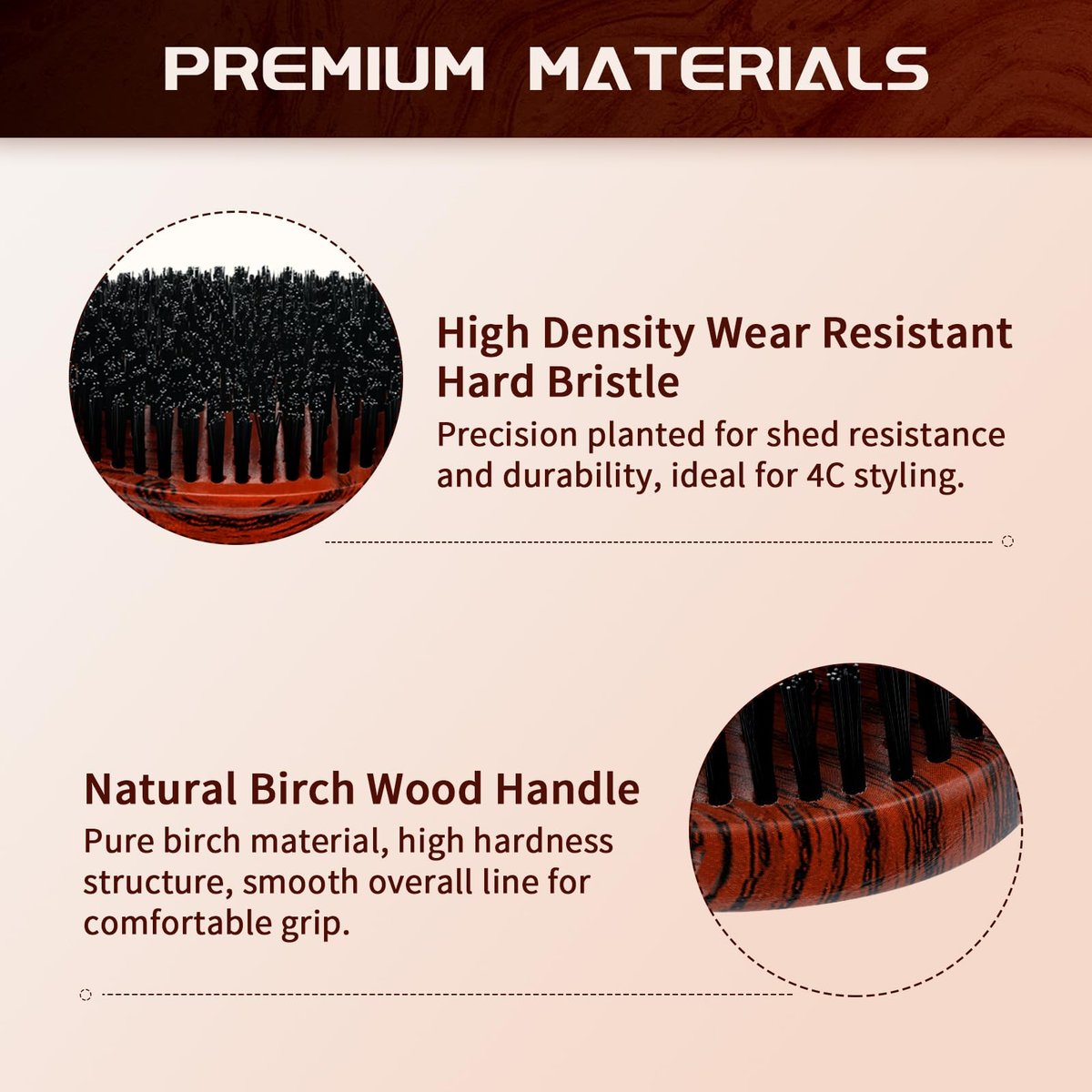 360 Curved Wave Brush for Men & Beard – Hard Palm Wave Hair Brush, Wave Styler for Wolfing, 360 Wolfin Pro Nylon Hard Bristle Brush for Barbers & Daily Use, Black Hair (Red) - görsel 9