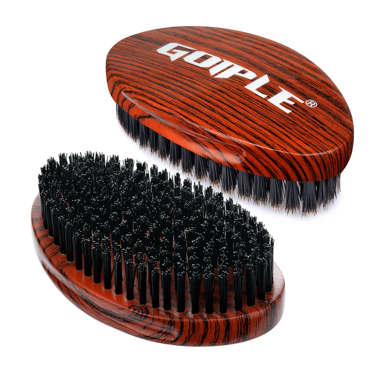 360 Curved Wave Brush for Men & Beard – Hard Palm Wave Hair Brush, Wave Styler for Wolfing, 360 Wolfin Pro Nylon Hard Bristle Brush for Barbers & Daily Use, Black Hair (Red) - görsel 1