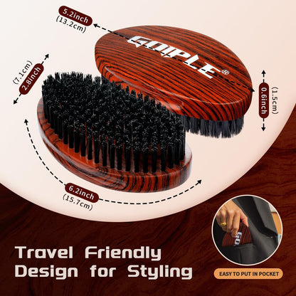 360 Curved Wave Brush for Men & Beard – Hard Palm Wave Hair Brush, Wave Styler for Wolfing, 360 Wolfin Pro Nylon Hard Bristle Brush for Barbers & Daily Use, Black Hair (Red)