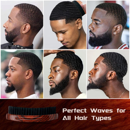 360 Curved Wave Brush for Men & Beard – Hard Palm Wave Hair Brush, Wave Styler for Wolfing, 360 Wolfin Pro Nylon Hard Bristle Brush for Barbers & Daily Use, Black Hair (Red)