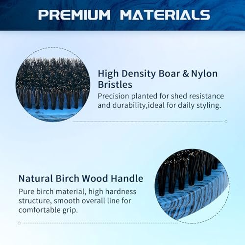 360 Curved Wave Brush for Men & Beard - Medium Hard Palm Wave Hair Brush, Wave Styler Great for Wolfing, Beech Mix Boar & Nylon Bristle Brush for Barbers & Daily Use (Blue) - görsel 10
