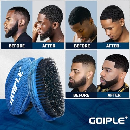 360 Curved Wave Brush for Men & Beard - Medium Hard Palm Wave Hair Brush, Wave Styler Great for Wolfing, Beech Mix Boar & Nylon Bristle Brush for Barbers & Daily Use (Blue) - görsel 14