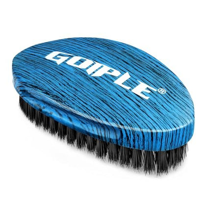 360 Curved Wave Brush for Men & Beard - Medium Hard Palm Wave Hair Brush, Wave Styler Great for Wolfing, Beech Mix Boar & Nylon Bristle Brush for Barbers & Daily Use (Blue)