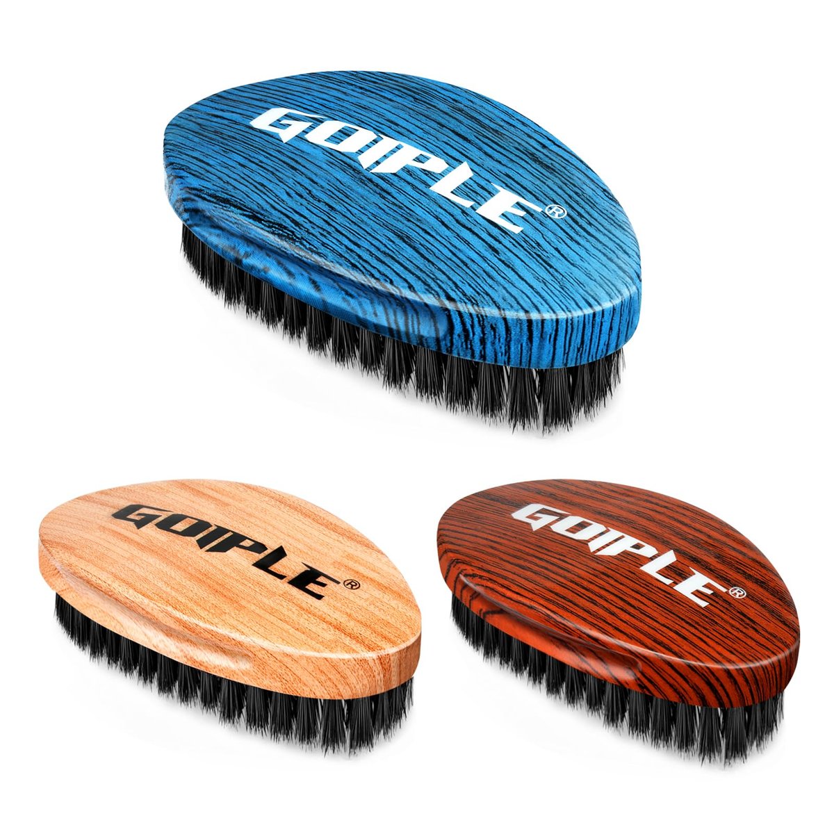 360 Curved Wave Brush for Men & Beard - Medium Hard Palm Wave Hair Brush, Wave Styler Great for Wolfing, Beech Mix Boar & Nylon Bristle Brush for Barbers & Daily Use (Blue) - görsel 17