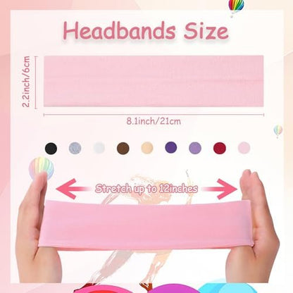 Non-Slip Headbands for Women - 9 Pack Soft Elastic Hair Bands for Workout, Yoga, Running & Daily Use