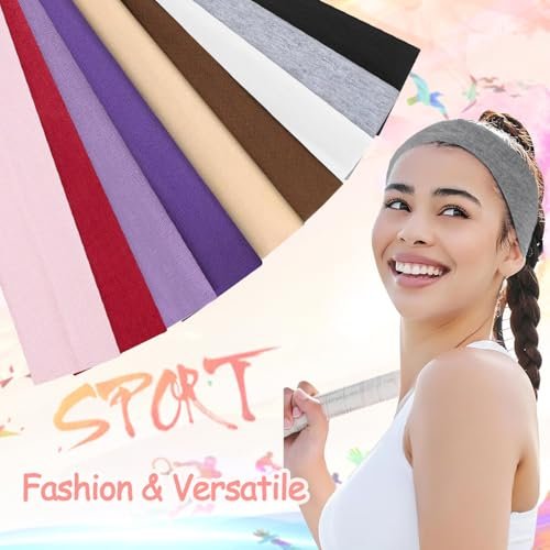 Non-Slip Headbands for Women - 9 Pack Soft Elastic Hair Bands for Workout, Yoga, Running & Daily Use - görsel 12