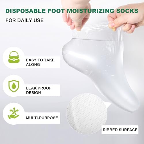 300PCS Disposable Foot Covers for Feet Moisturizer Socks - Extra Large Plastic Foot Covers for Pedicure, Moisturizing & Paraffin Wax Treatments, Spa Socks Designed for Foot Care - görsel 6