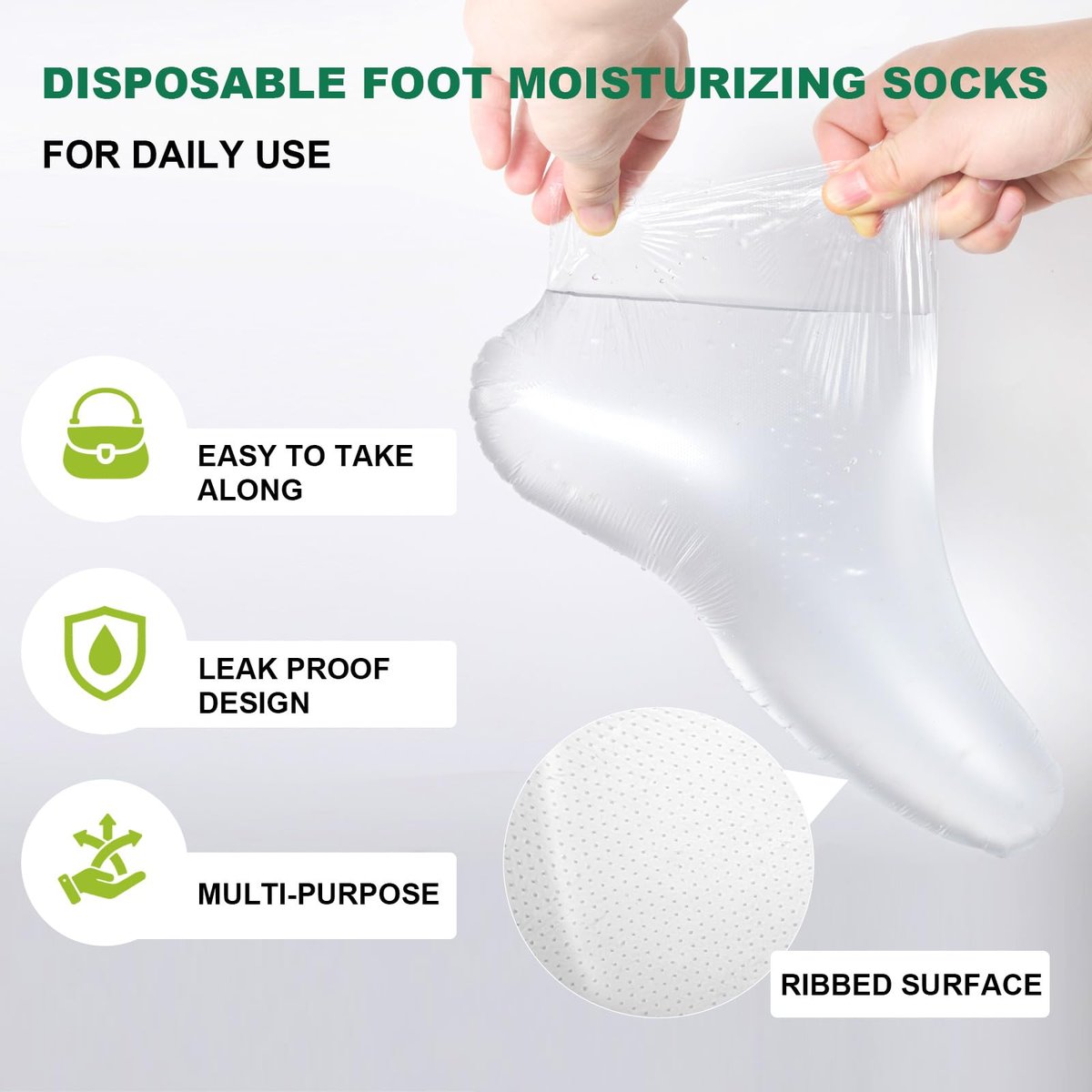300PCS Disposable Foot Covers for Feet Moisturizer Socks - Extra Large Plastic Foot Covers for Pedicure, Moisturizing & Paraffin Wax Treatments, Spa Socks Designed for Foot Care - görsel 5