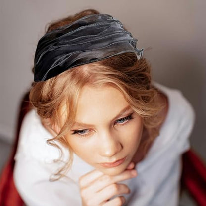 FZBNSRKO 4 Pack Wide Lace Headbands - Non-Slip Hollow Headbands for Women and Girls