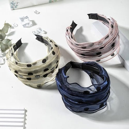 FZBNSRKO 4 Pack Wide Lace Headbands - Non-Slip Hollow Headbands for Women and Girls