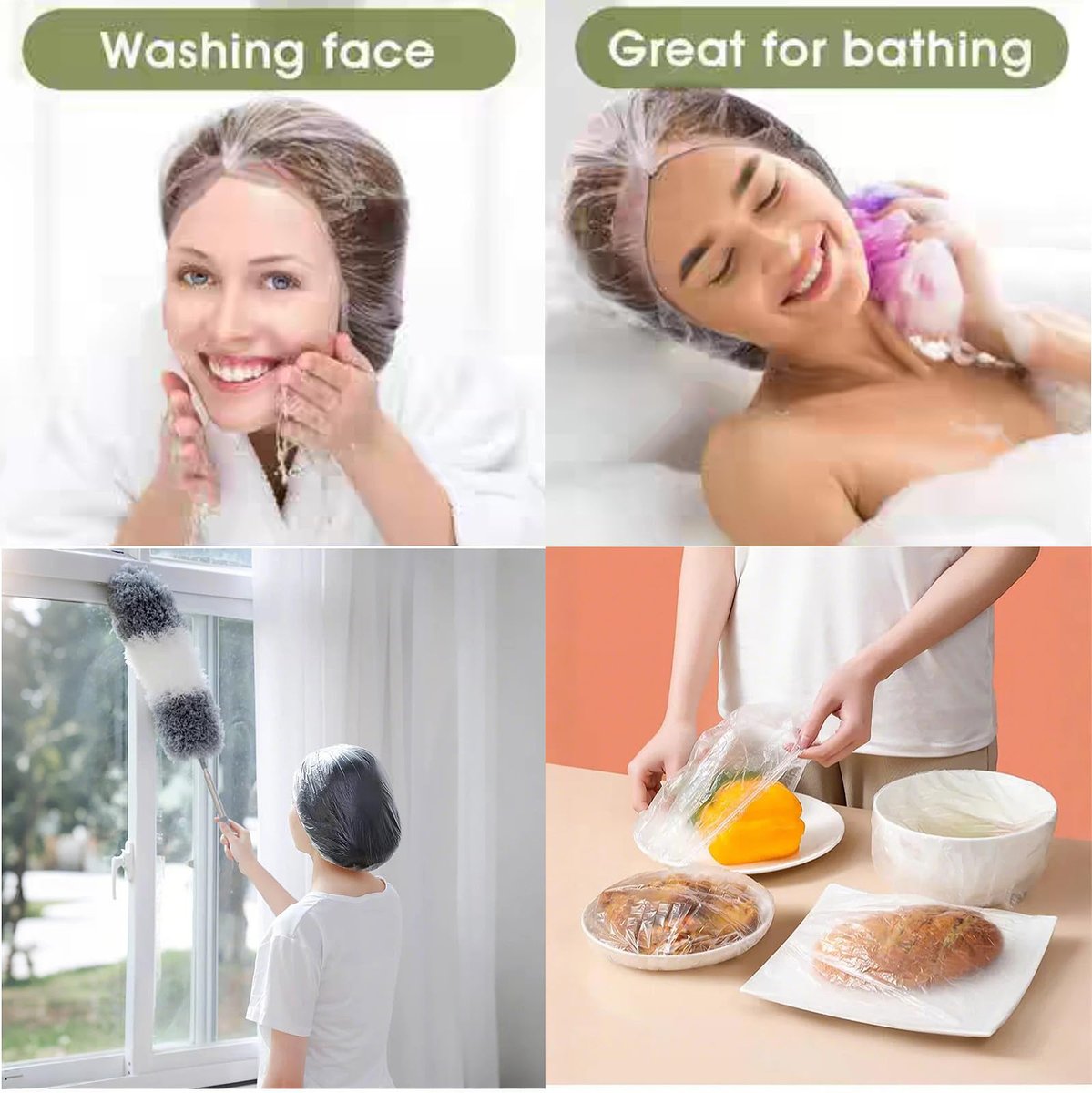 200 PCS Disposable Shower Caps - Large Thick Plastic Clear Hair Caps for Women, Men, Deep Conditioning, Travel, Hotel, Spa & Home - görsel 11