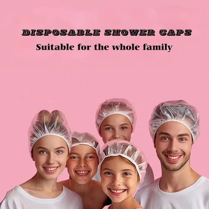 200 PCS Disposable Shower Caps - Large Thick Plastic Clear Hair Caps for Women, Men, Deep Conditioning, Travel, Hotel, Spa & Home