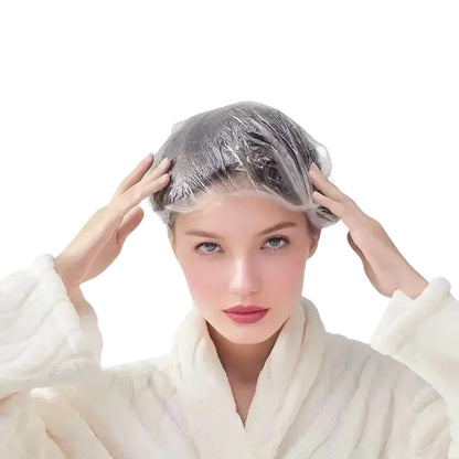 200 PCS Disposable Shower Caps - Large Thick Plastic Clear Hair Caps for Women, Men, Deep Conditioning, Travel, Hotel, Spa & Home