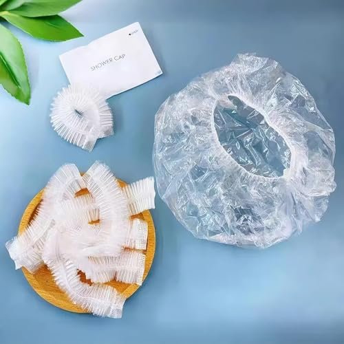 200 PCS Disposable Shower Caps - Large Thick Plastic Clear Hair Caps for Women, Men, Deep Conditioning, Travel, Hotel, Spa & Home - görsel 4