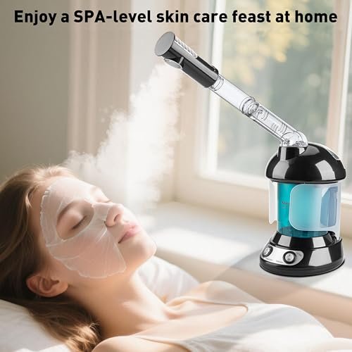 KINLITO 2-in-1 Hair and Face Steamer - Tabletop Humidifier for Deep Conditioning & Facial Cleaning with UV Ozone, Home Spa Salon Avelisse