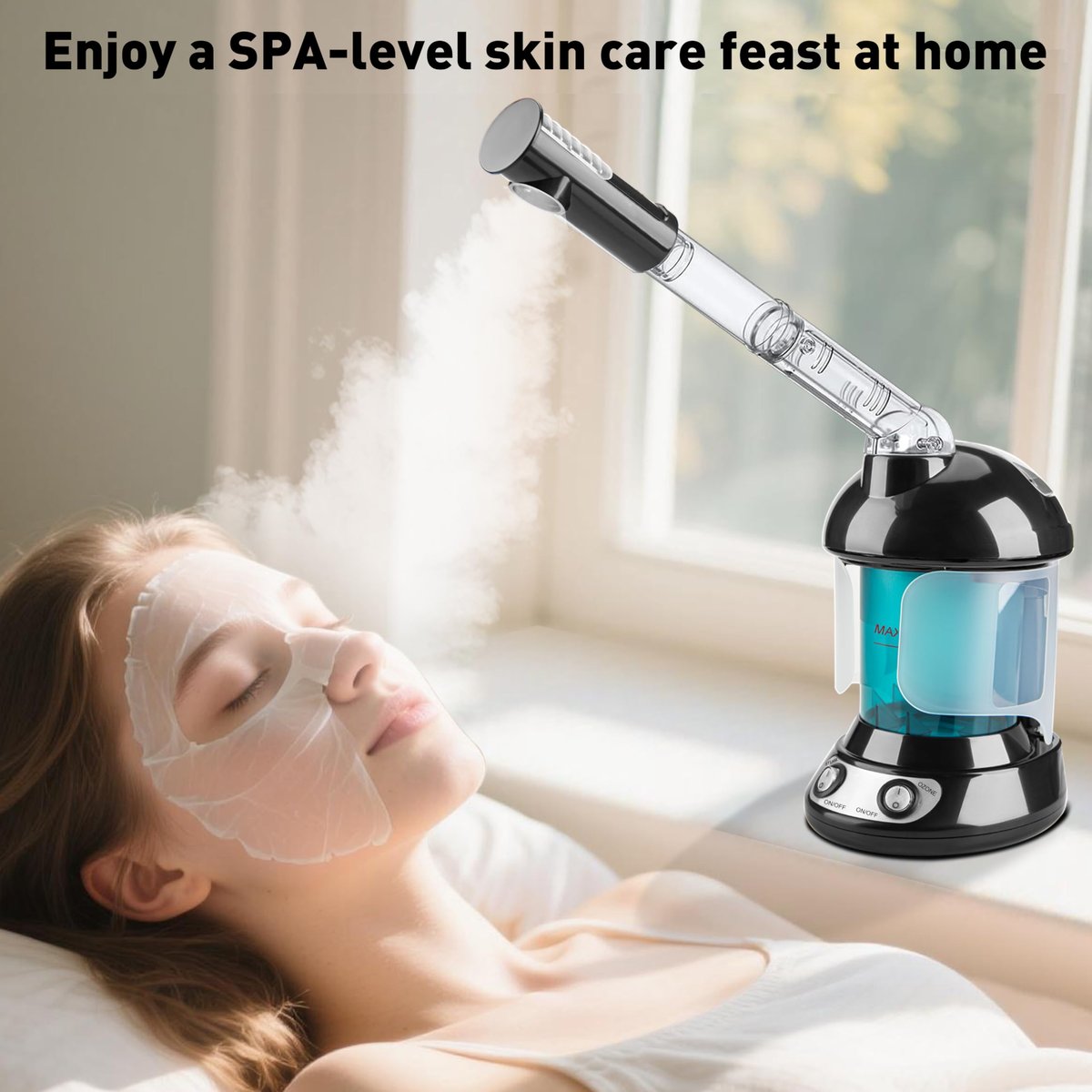 KINLITO 2-in-1 Hair and Face Steamer - Tabletop Humidifier for Deep Conditioning & Facial Cleaning with UV Ozone, Home Spa Salon Avelisse