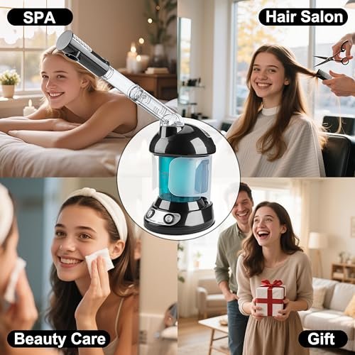 KINLITO 2-in-1 Hair and Face Steamer - Tabletop Humidifier for Deep Conditioning & Facial Cleaning with UV Ozone, Home Spa Salon Avelisse