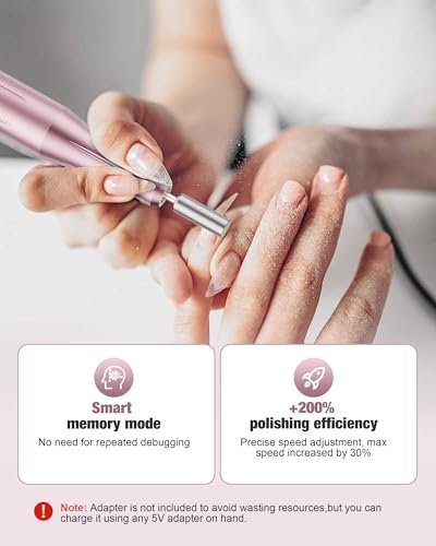 Ruaeoda Cordless Nail Drill: Professional Electric File for Acrylic, Gel, Dip Powder Nails – Portable Manicure & Pedicure Kit - görsel 6