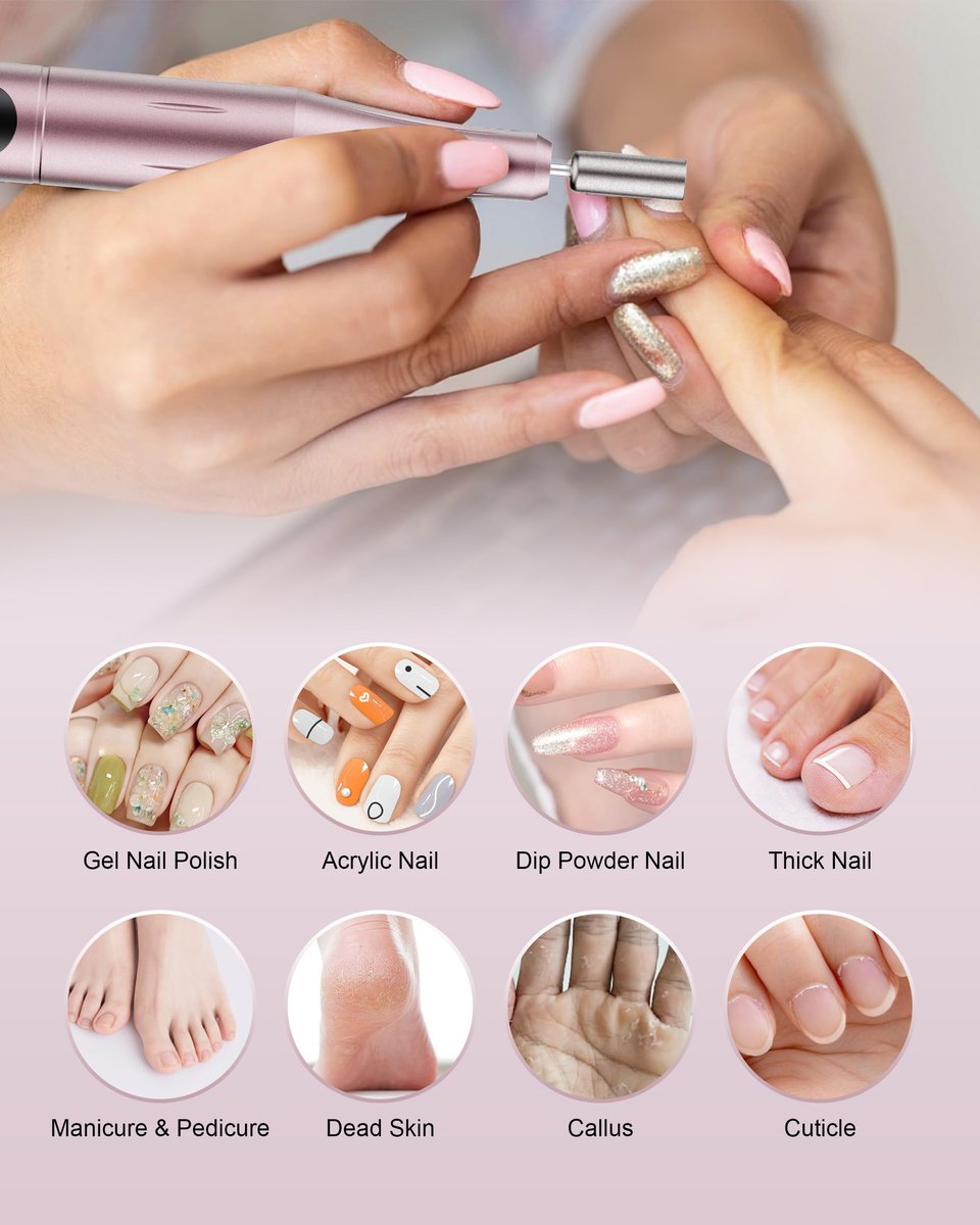 Ruaeoda Cordless Nail Drill: Professional Electric File for Acrylic, Gel, Dip Powder Nails – Portable Manicure & Pedicure Kit - görsel 15