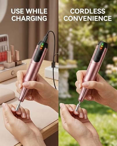 Ruaeoda Cordless Nail Drill: Professional Electric File for Acrylic, Gel, Dip Powder Nails – Portable Manicure & Pedicure Kit - görsel 12