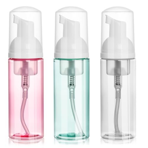 ShanySheny 2oz Travel Foam Pump Bottle Set - 3 Pack Empty Foaming Dispensers for Hand Soap, Shampoo, Lash Cleanser (60ml) - Pink, Green, Transparent - görsel 2
