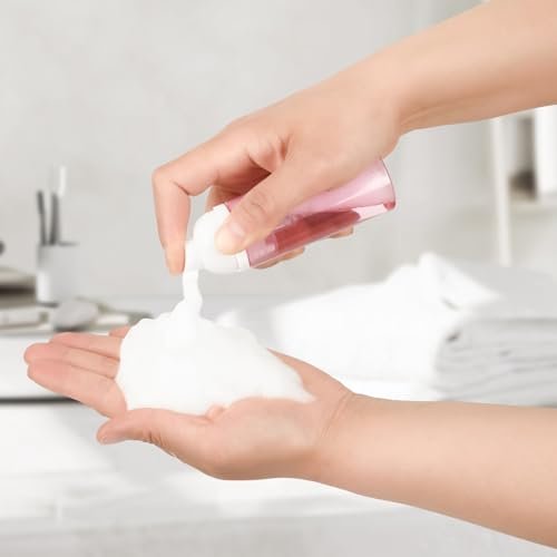 ShanySheny 2oz Travel Foam Pump Bottle Set - 3 Pack Empty Foaming Dispensers for Hand Soap, Shampoo, Lash Cleanser (60ml) - Pink, Green, Transparent - görsel 4