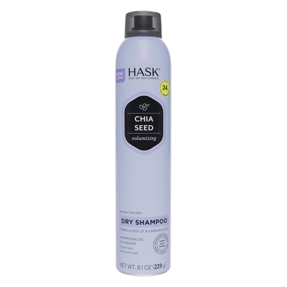 HASK Chia Seed Volumizing Dry Shampoo – Oil Absorption, Volume & Bounce, No Sulfates or Parabens, Cruelty-Free – 8.1 oz - görsel 1