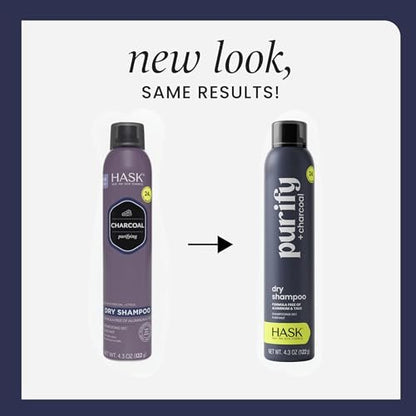 HASK Charcoal Purifying Dry Shampoo – Oil Absorption & Detox, No Sulfates or Parabens, Cruelty-Free, 8.1 oz