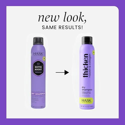 HASK Biotin Boost Thickening Dry Shampoo – Absorbs Oil, Adds Volume & Lift, Strengthens Strands, No Sulfates or Parabens, Cruelty-Free – 8.1 oz