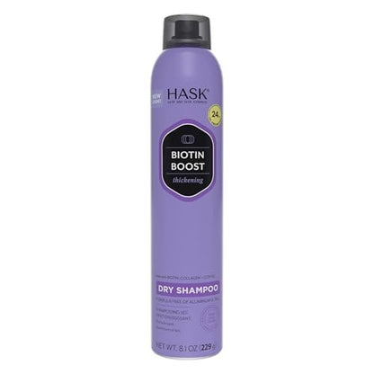 HASK Biotin Boost Thickening Dry Shampoo – Absorbs Oil, Adds Volume & Lift, Strengthens Strands, No Sulfates or Parabens, Cruelty-Free – 8.1 oz