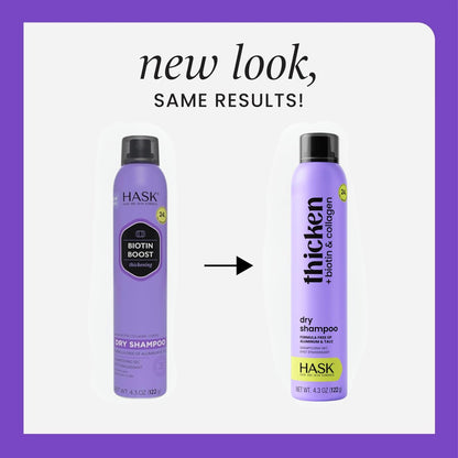 HASK Biotin Boost Thickening Dry Shampoo – Absorbs Oil, Adds Volume & Lift, Strengthens Strands, No Sulfates or Parabens, Cruelty-Free – 8.1 oz