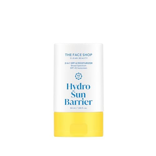 THE FACE SHOP Hydro Sun Barrier SPF 45 Daily Facial Sunscreen & Moisturizer for Oily Skin, No White Cast, 1.69 Fl Oz Avelisse