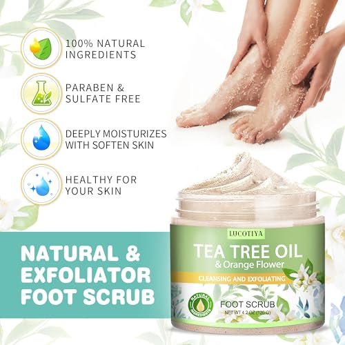 LUCOTIYA Tea Tree & Orange Flower Foot Soak Set – Complete Pedicure Kit with Salts, Foot File, Scrub & Urea Cream for Dry, Cracked Feet Avelisse