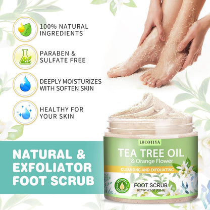 LUCOTIYA Tea Tree & Orange Flower Foot Soak Set – Complete Pedicure Kit with Salts, Foot File, Scrub & Urea Cream for Dry, Cracked Feet Avelisse