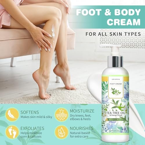 LUCOTIYA Tea Tree & Orange Flower Foot Soak Set – Complete Pedicure Kit with Salts, Foot File, Scrub & Urea Cream for Dry, Cracked Feet Avelisse