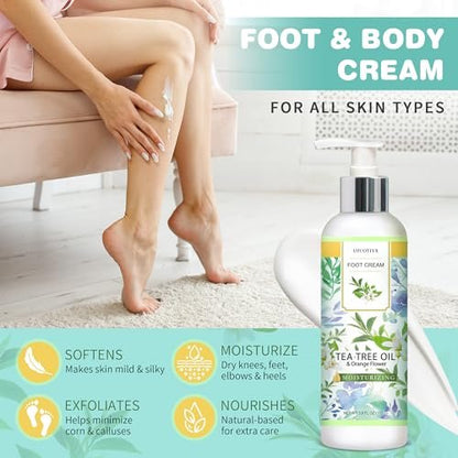 LUCOTIYA Tea Tree & Orange Flower Foot Soak Set – Complete Pedicure Kit with Salts, Foot File, Scrub & Urea Cream for Dry, Cracked Feet Avelisse