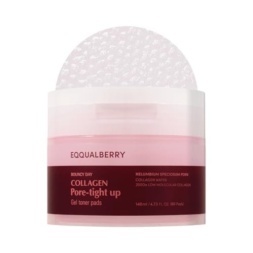EQQUALBERRY Collagen Pore-Tight Up Gel Toner Pads – Korean Pore-Tightening Jelly Pad with Deep Absorption Collagen, Hydrating & Firming Formula, 4.73 FL.OZ. (140ml) / 60 Pads - görsel 2