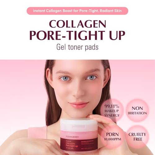 EQQUALBERRY Collagen Pore-Tight Up Gel Toner Pads – Korean Pore-Tightening Jelly Pad with Deep Absorption Collagen, Hydrating & Firming Formula, 4.73 FL.OZ. (140ml) / 60 Pads - görsel 4