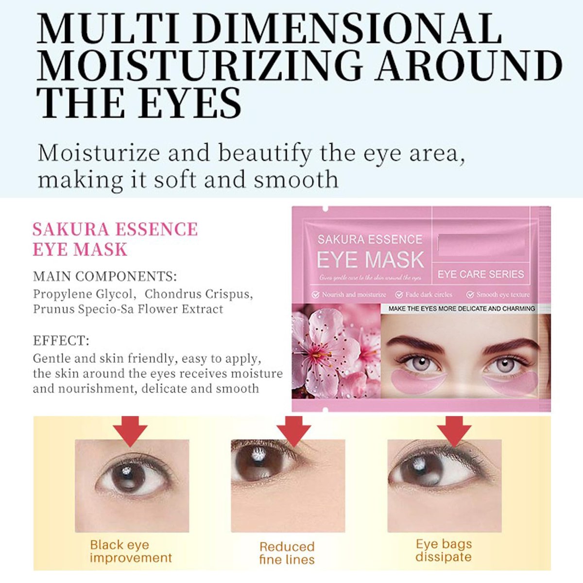 Felico 30-Piece Lip and Eye Mask Set – Crystal Collagen Hydrating Gel Pads for Puffy Eyes, Dark Circles, Fine Lines, and Anti-Aging (Sakura) - görsel 7